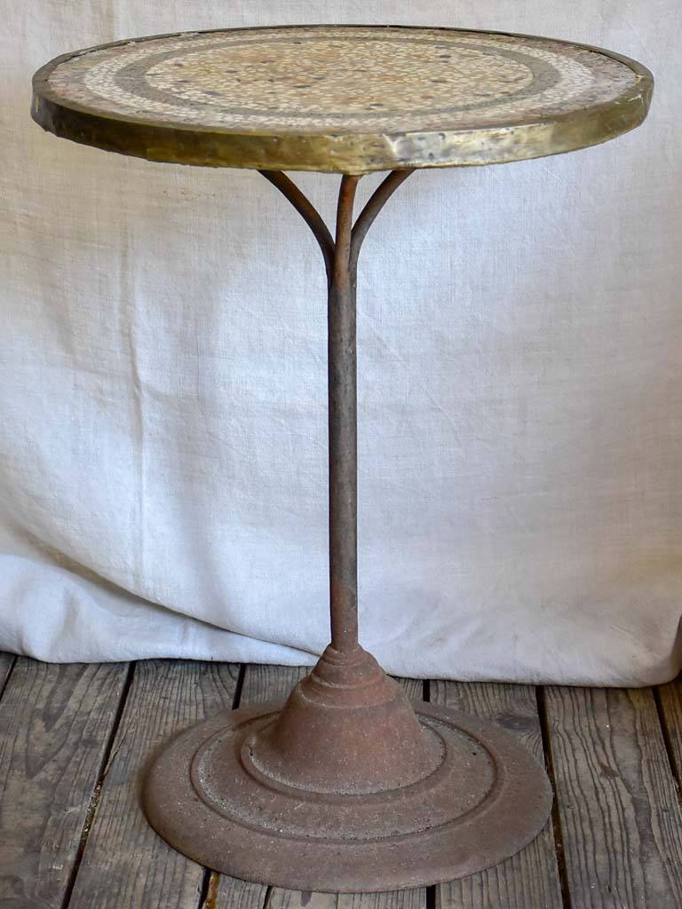 Early 20th Century French bistro table - mosaic with cast iron base