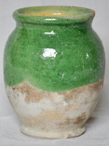 Confit pot, antique, green, small 6¼"