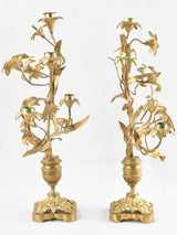Pair of antique altar candelabras with flowers 20½"