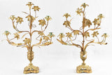 Pair of antique altar candelabras with flowers 20½"