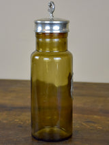 Vintage French glass bottle with badge - Cerises à l'eau de vie
