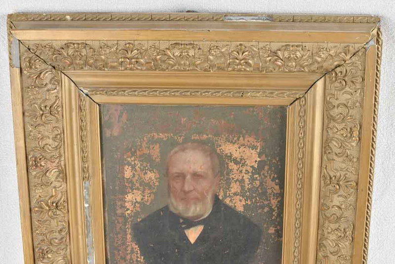 Old-world portrait in rustic frame