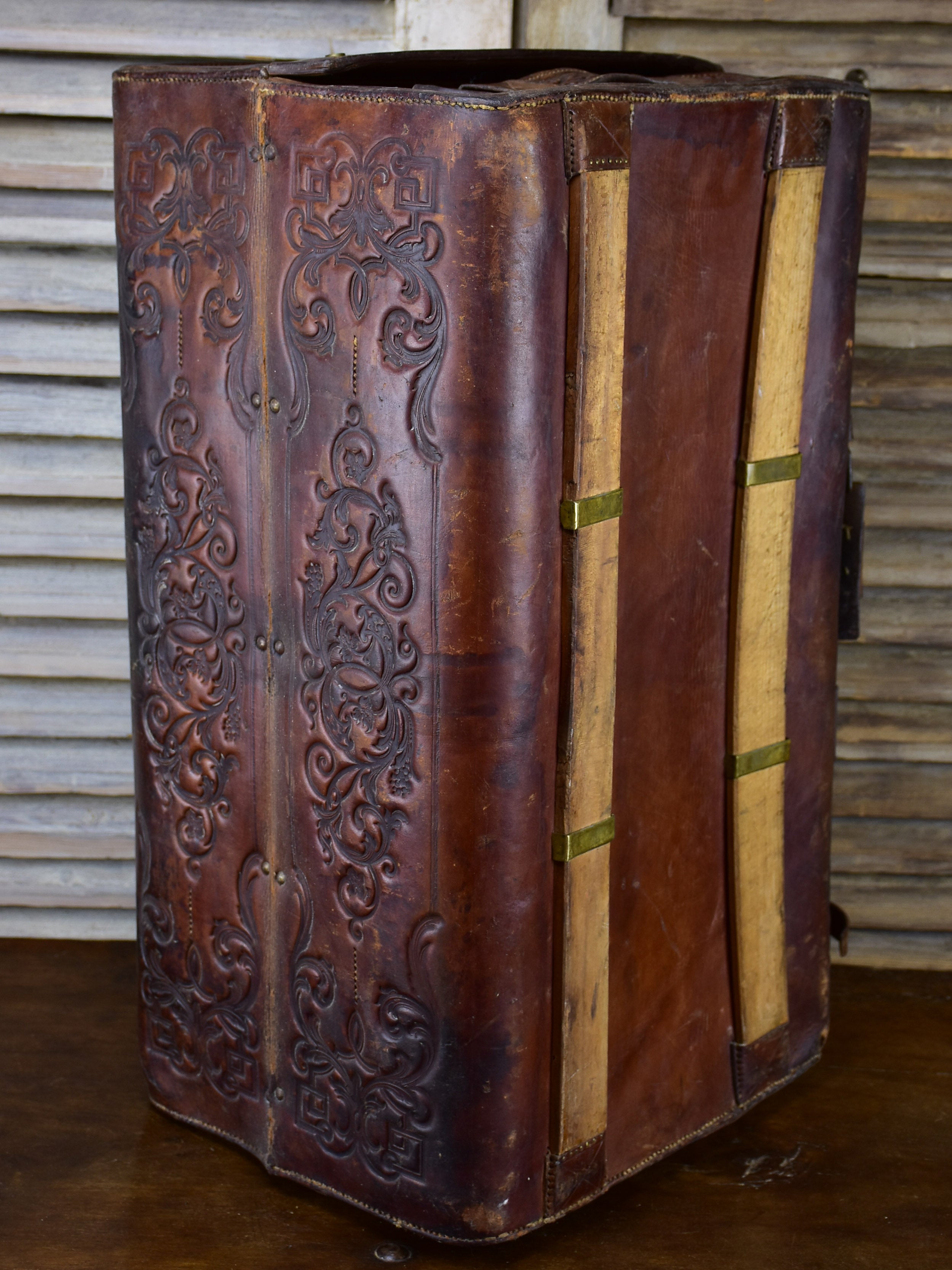 Antique French leather trunk from the Post Office