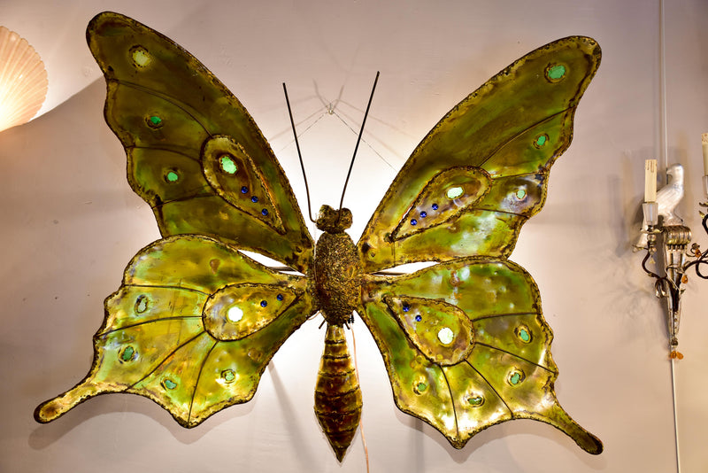 Very large butterfly wall sconce by Francois Melin, 1979