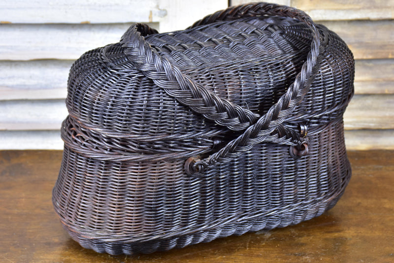 Late 19th century market basket - black wicker