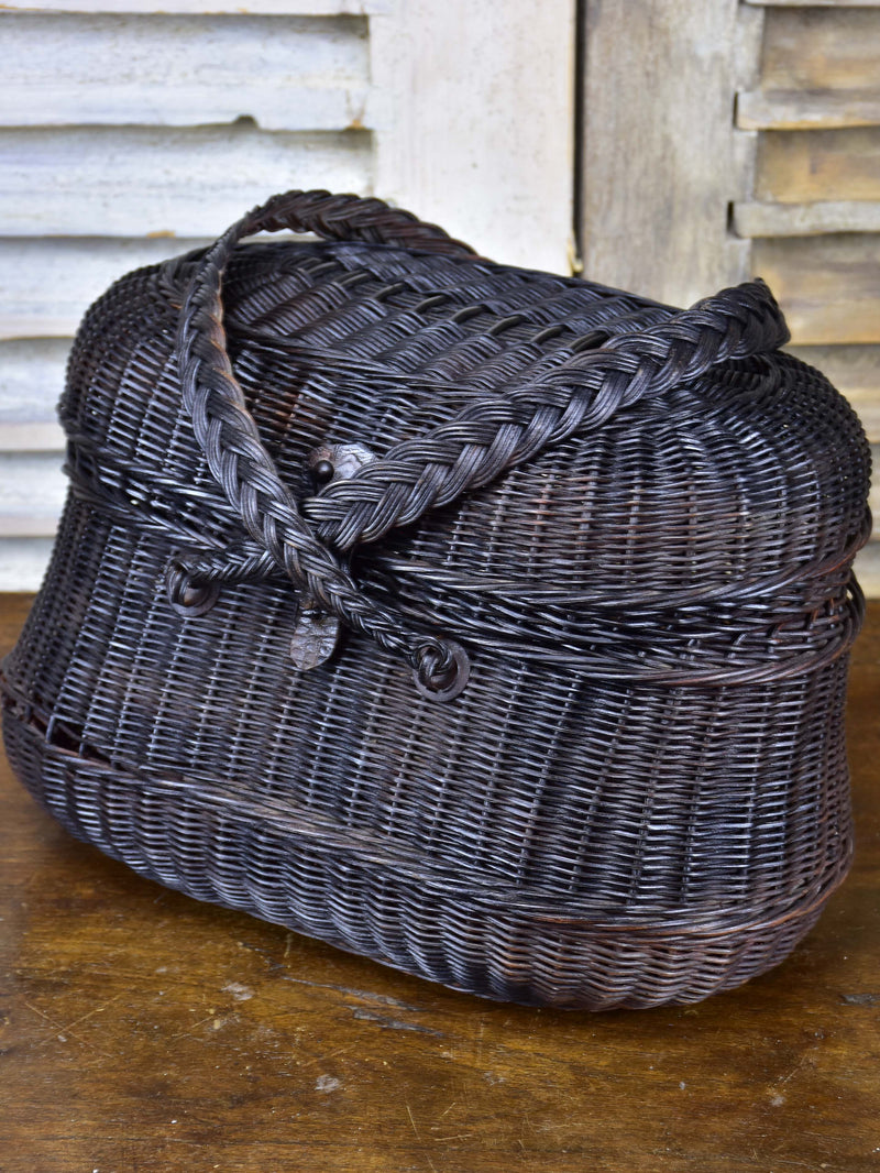 Late 19th century market basket - black wicker