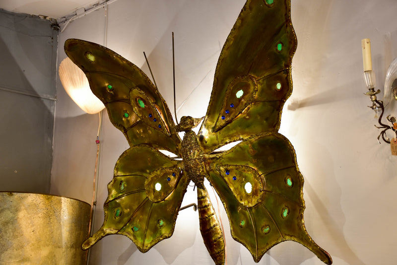 Very large butterfly wall sconce by Francois Melin, 1979