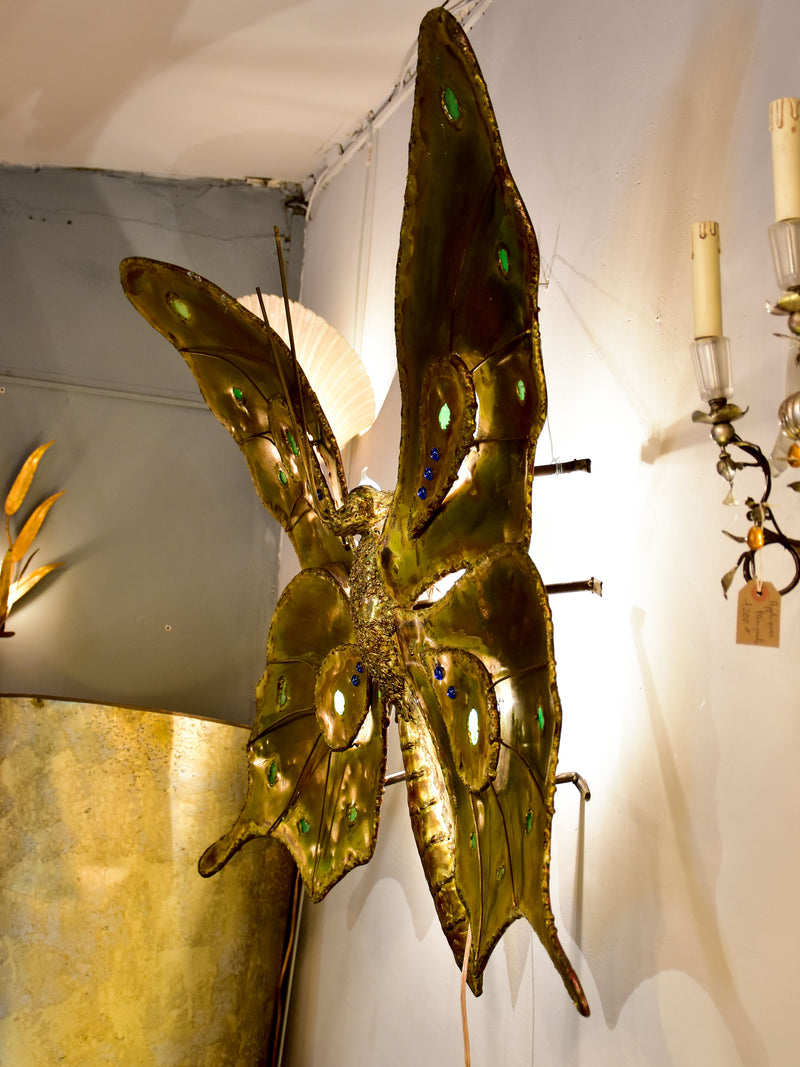 Very large butterfly wall sconce by Francois Melin, 1979