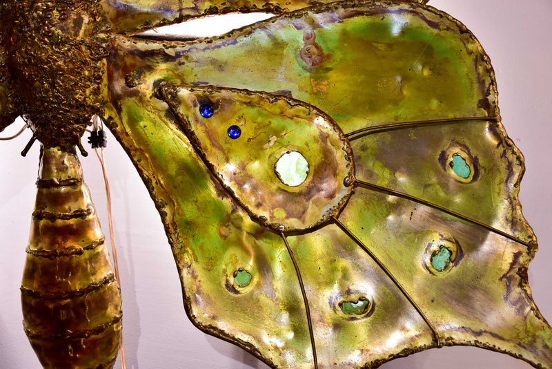 Very large butterfly wall sconce by Francois Melin, 1979