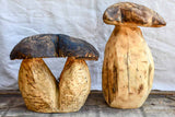 Collection of SEVEN artisan made garden stools - carved mushrooms / toadstools
