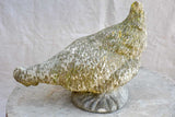 Vintage French garden sculpture of a foraging hen