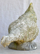 Vintage French garden sculpture of a foraging hen