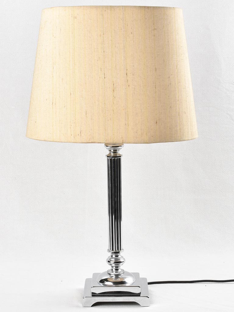 Vintage beige Thai silk table lamp