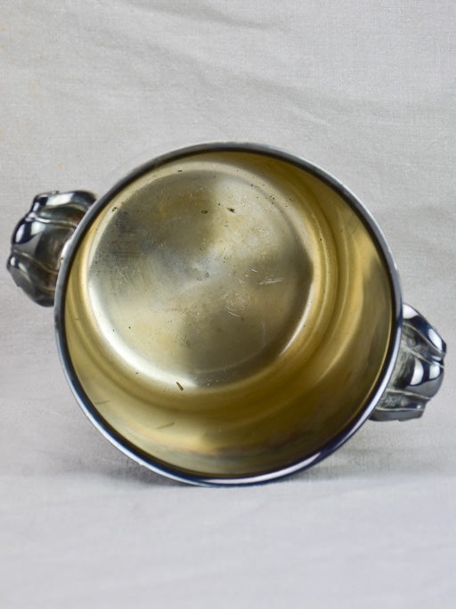 Antique French Christofle champagne bucket with pretty handles - silver plate 9"