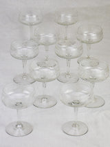 Set of 10 Napoleon III champagne cups with pretty engravings