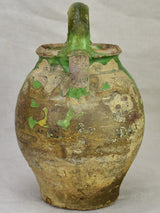 Antique French water pitcher with green glaze 11¾"