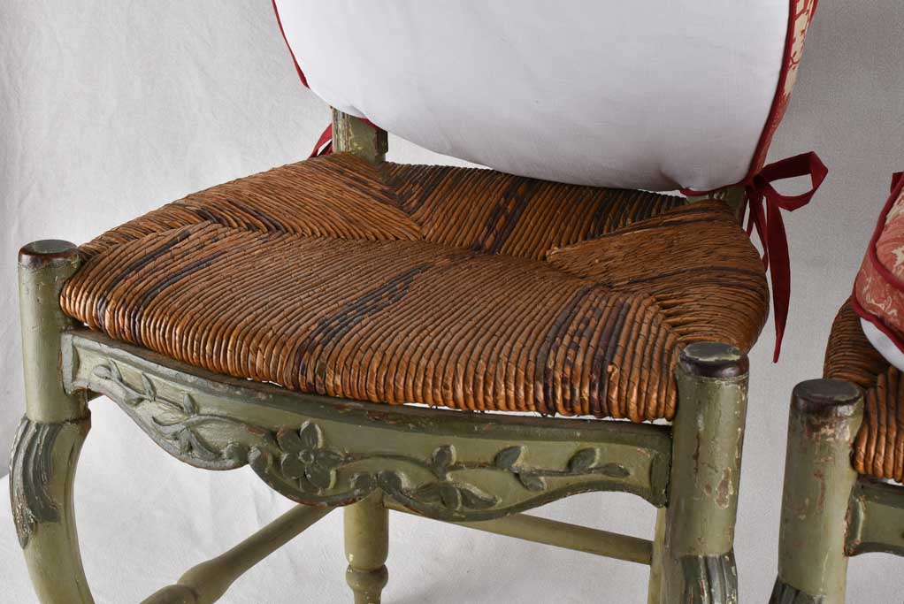 Chairs, ladder back w/ straw seat, 18th-century