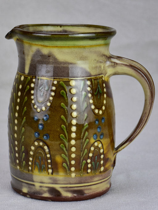 Mid century French glazed Mediterranean pitcher - branded Cailar