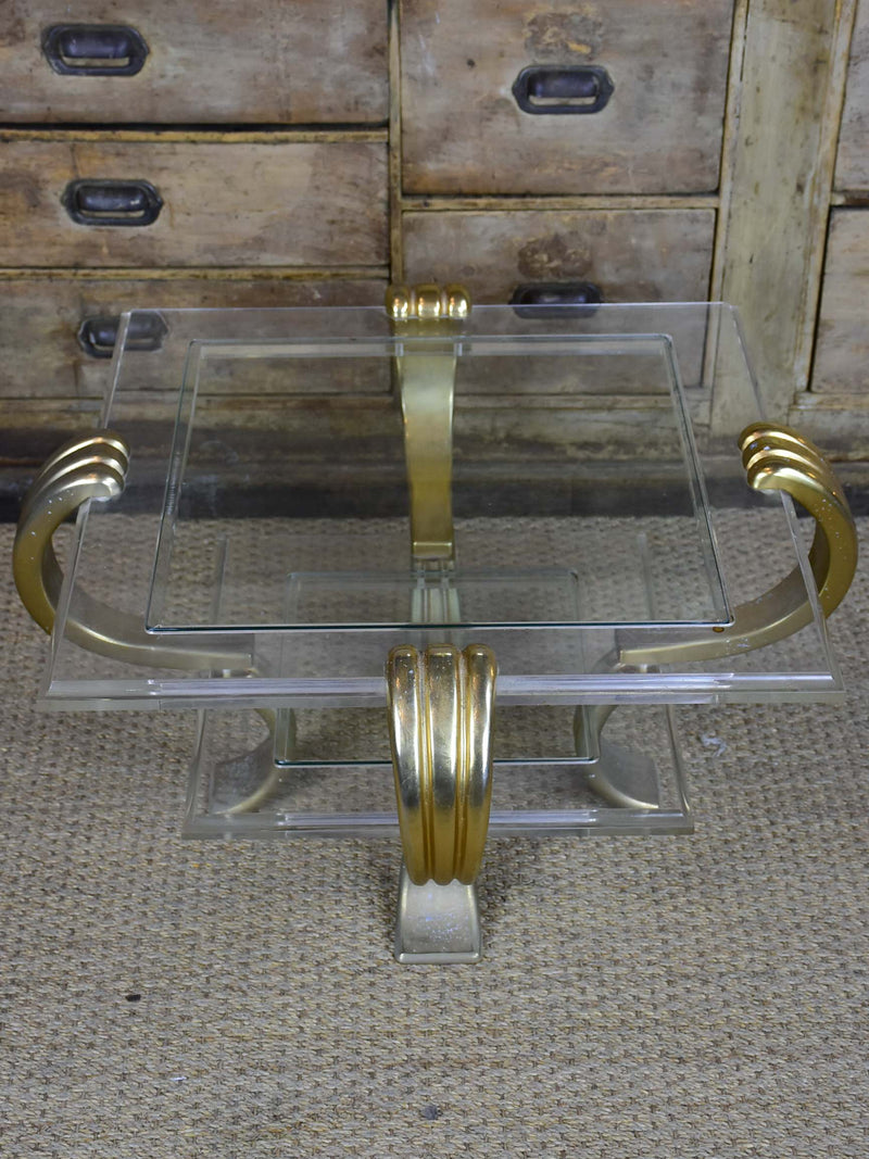 Vintage French coffee table - square with two shelves