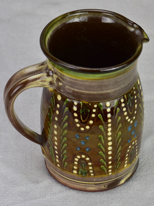 Mid century French glazed Mediterranean pitcher - branded Cailar