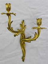 Pair of antique French bronze appliques with two lights 17¼"