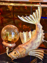 Vintage fish lamp with amber glass bubble