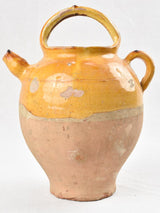 Yellow-glazed vintage French clay pitcher