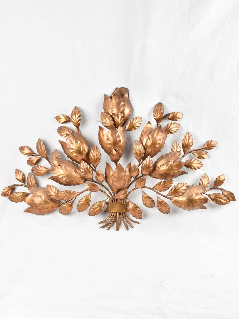 Vintage Brass Foliage Wall Sconce Sculpture