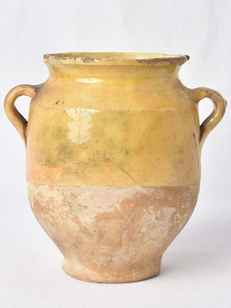 Charming antique yellow confit pot
