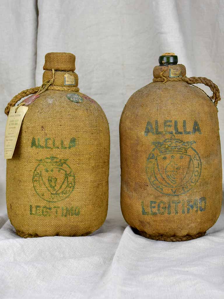 Two 19th Century Spanish wine bottles in jute