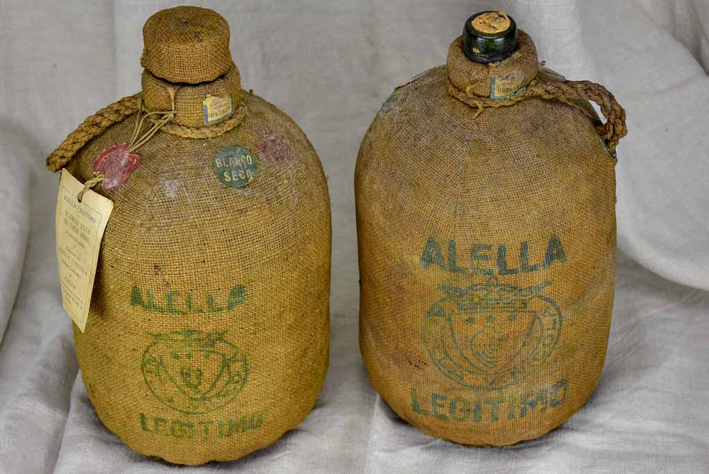 Two 19th Century Spanish wine bottles in jute