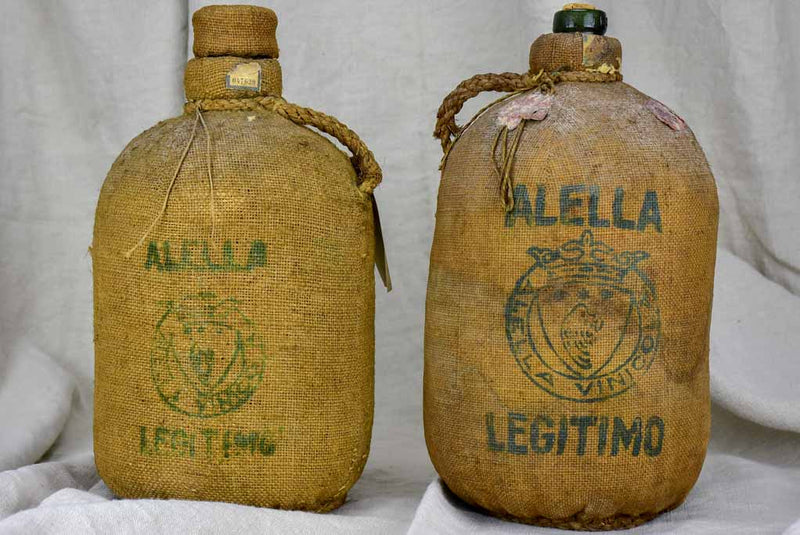Two 19th Century Spanish wine bottles in jute