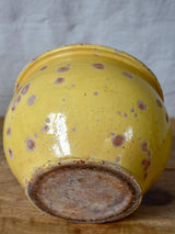 Antique French chamber pot with pale yellow glaze