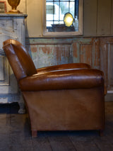 Vintage French leather club chair in original condition
