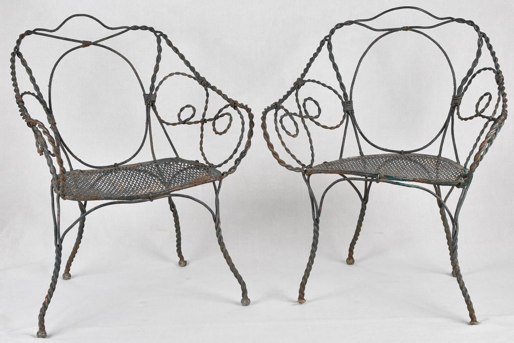 Garden armchairs, wrought iron, Napoleon III (2)