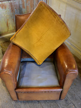 Vintage French leather club chair in original condition