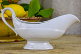 Antique French stoneware gravy boat - white