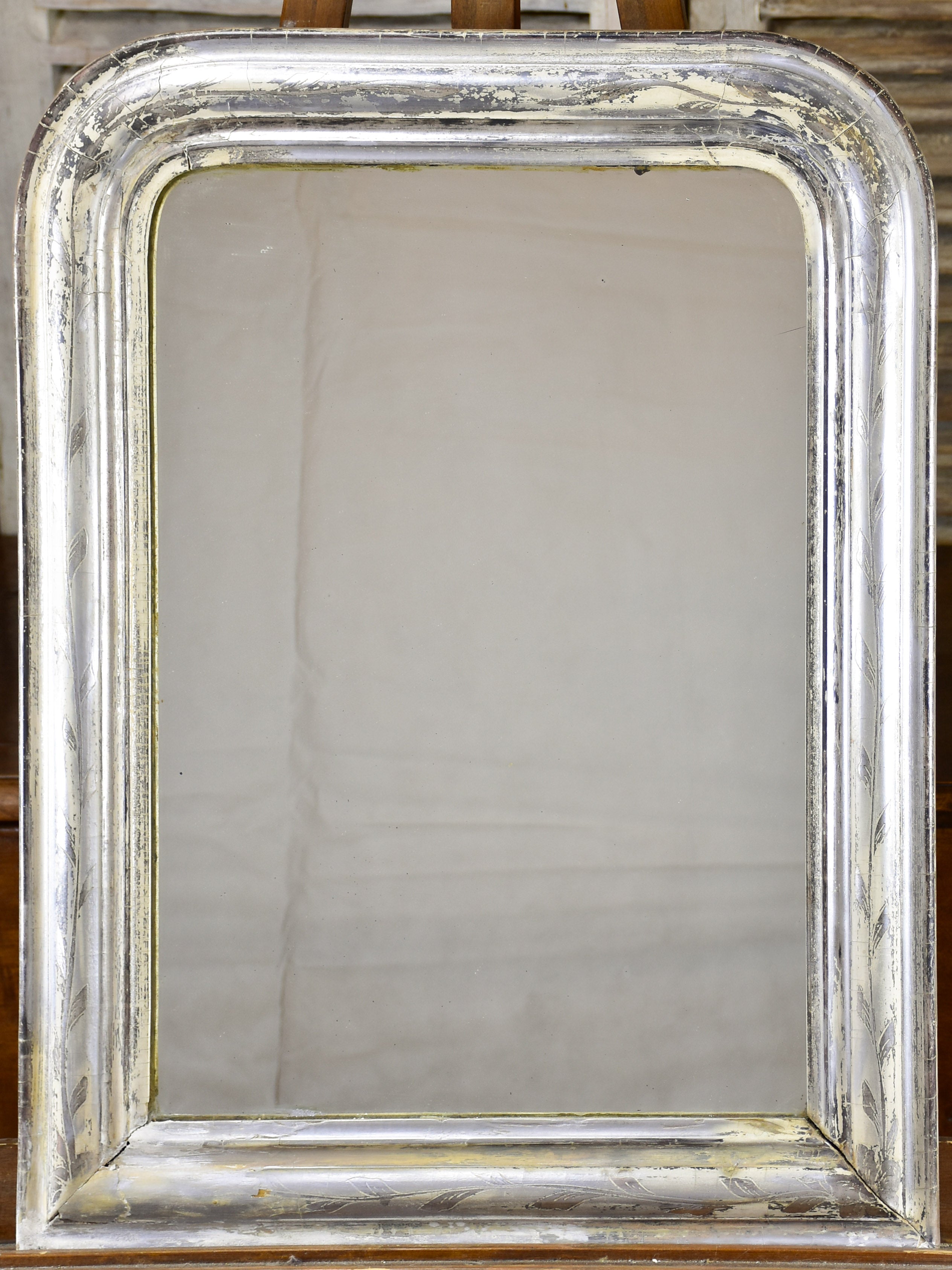 Antique French Louis Philippe mirror with silver frame