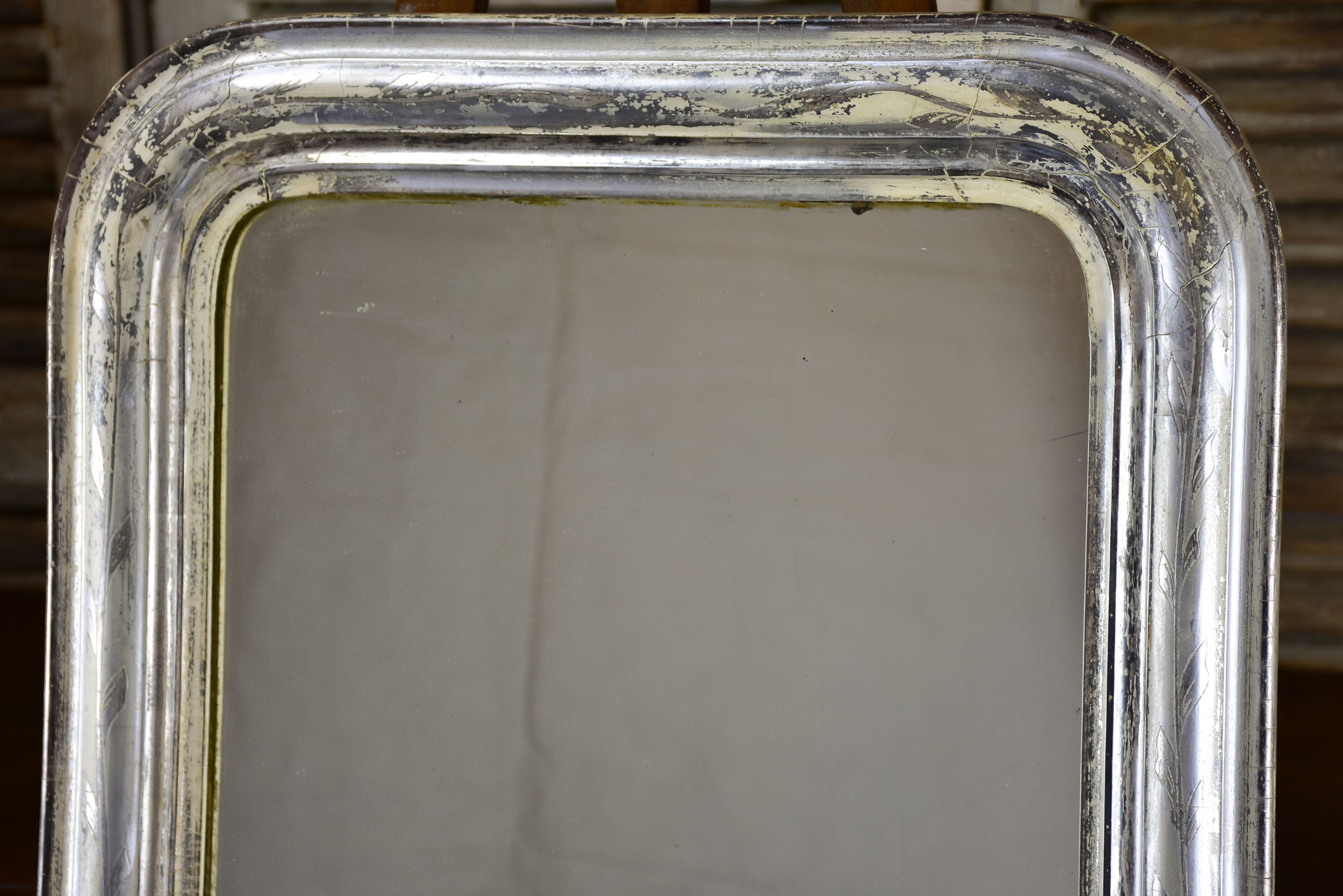 Antique French Louis Philippe mirror with silver frame