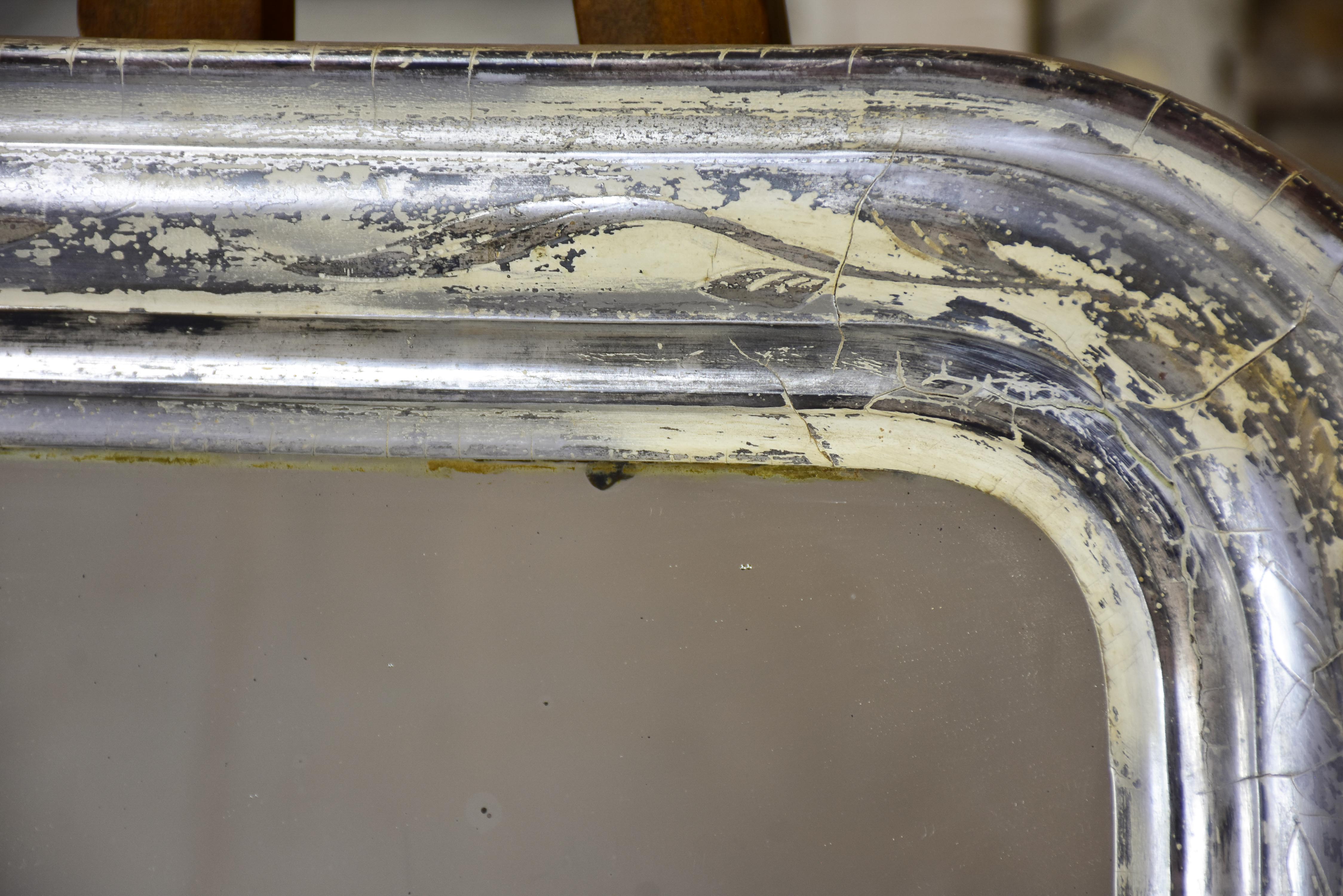 Antique French Louis Philippe mirror with silver frame