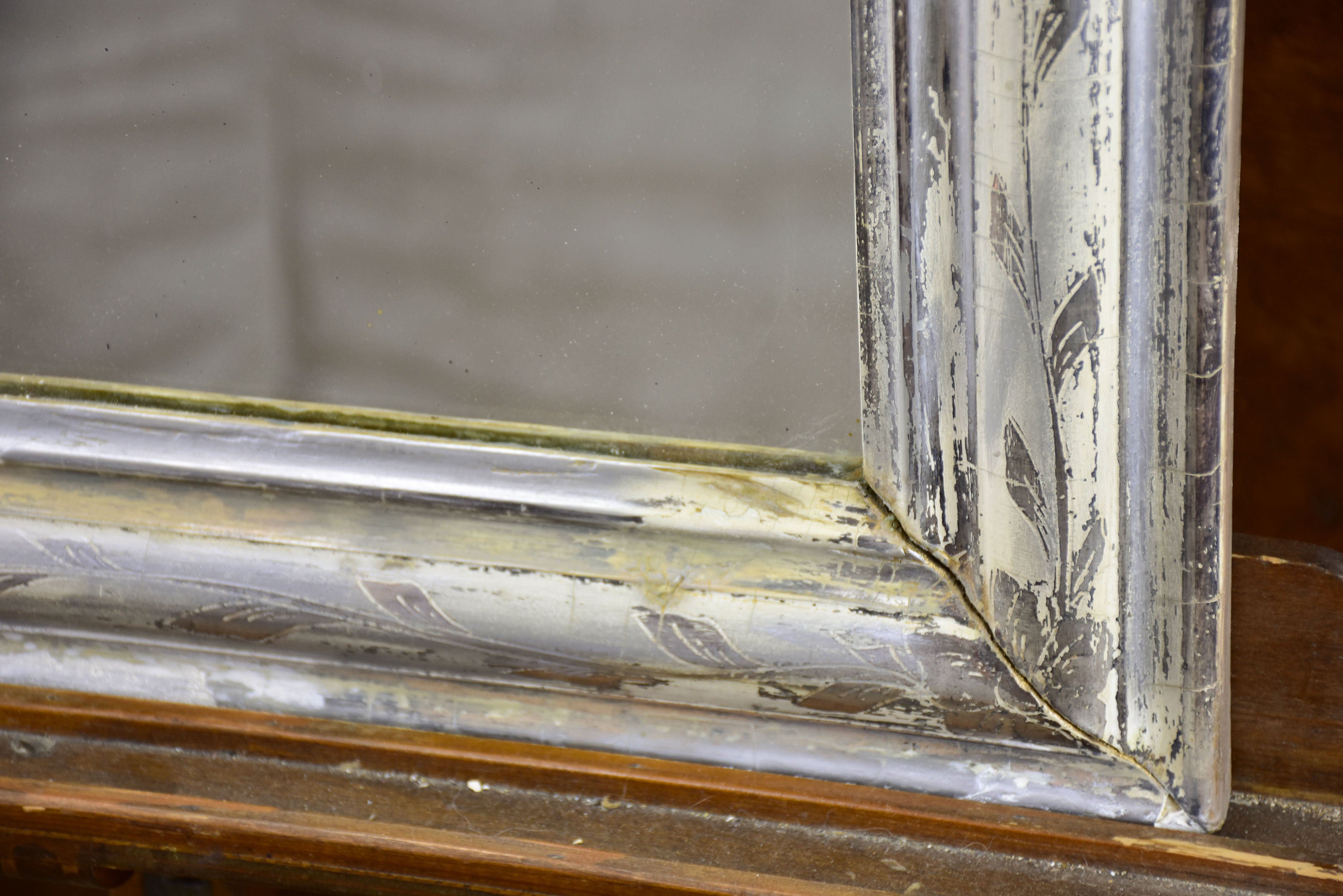 Antique French Louis Philippe mirror with silver frame