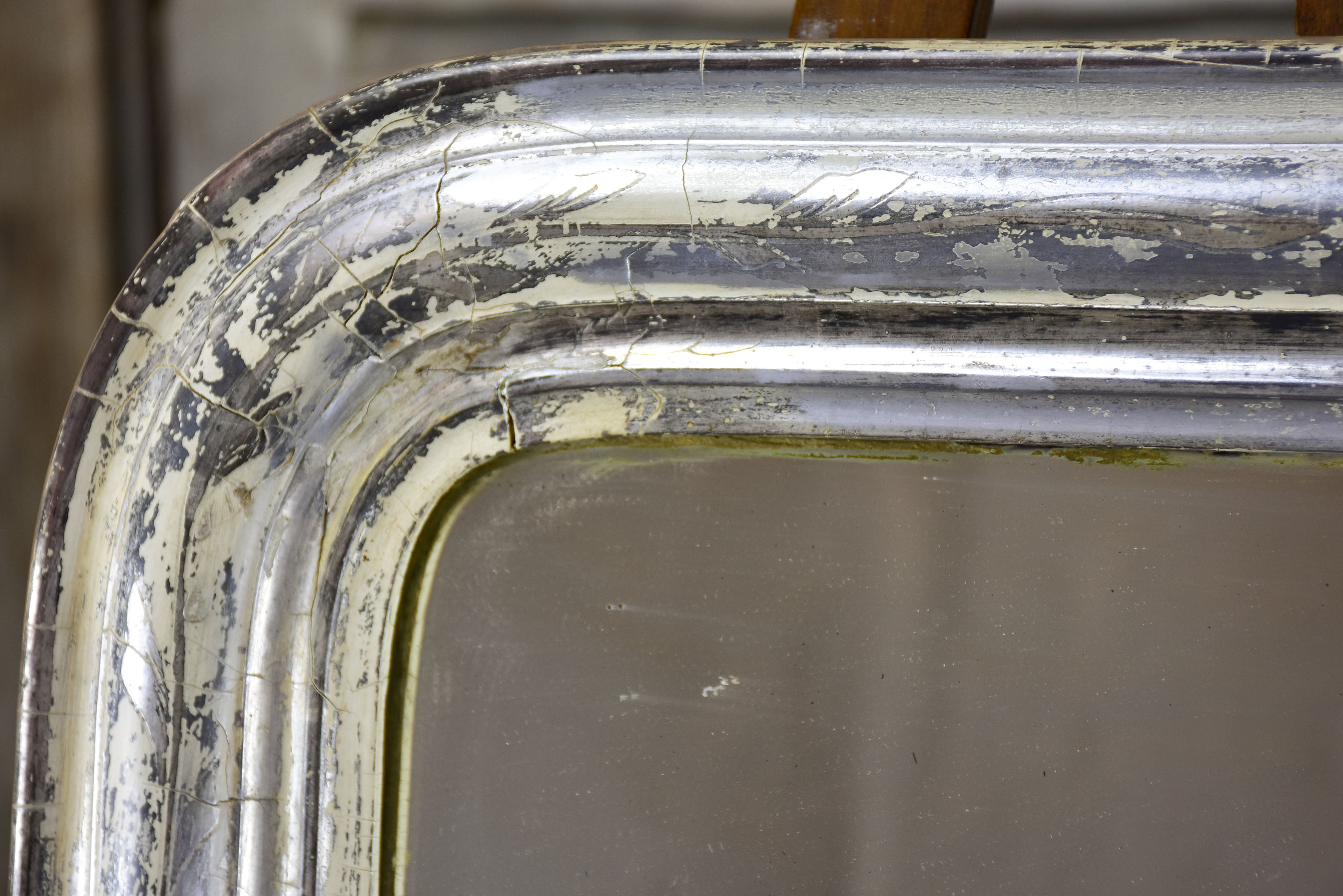 Antique French Louis Philippe mirror with silver frame