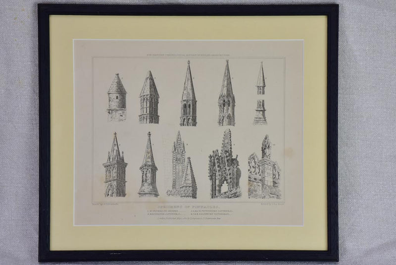 Collection of four English architectural engravings of cathedrals, churches and chapels 12¼ x  10¾""