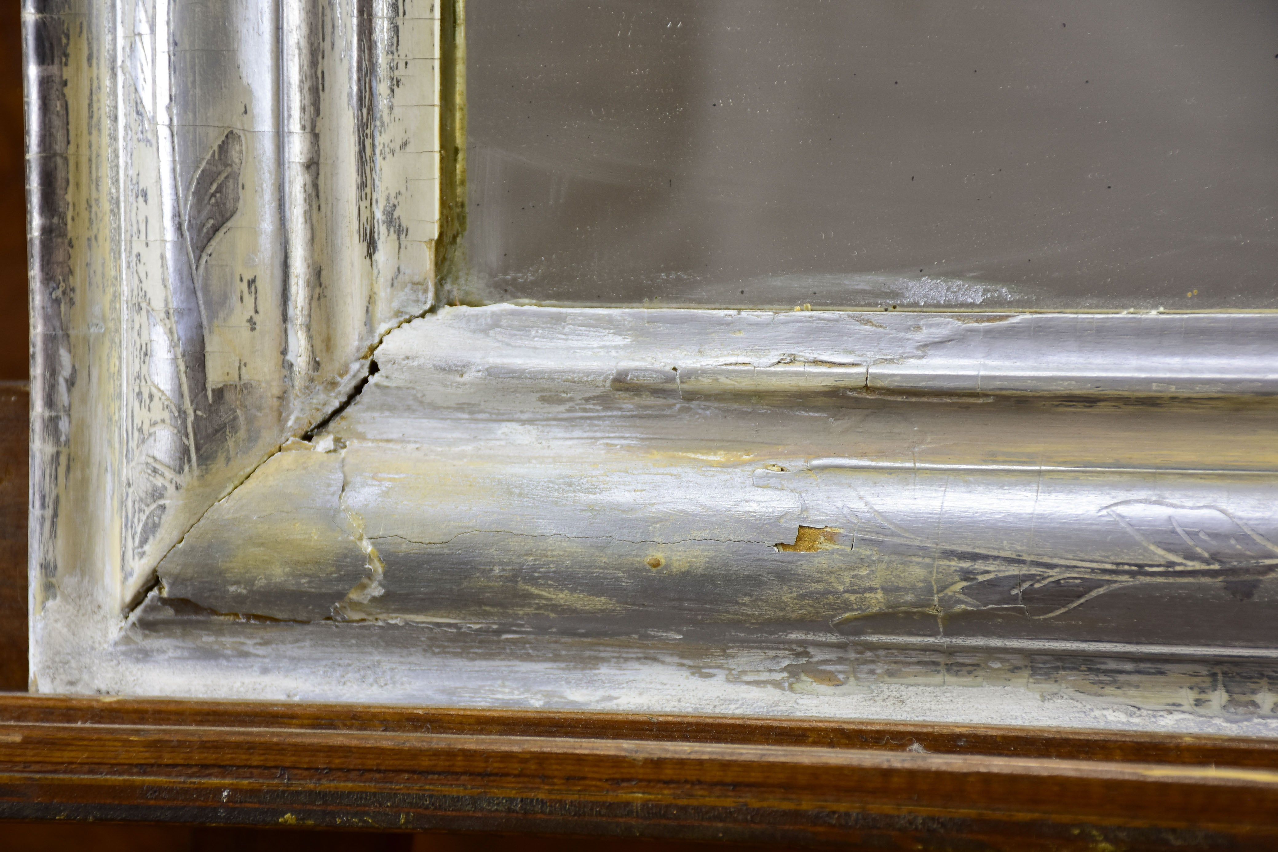 Antique French Louis Philippe mirror with silver frame