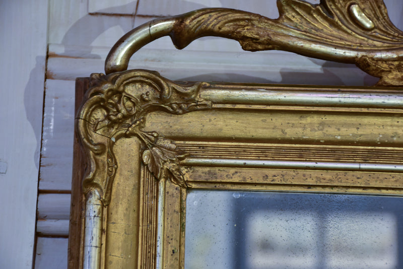Small gilded antique mirror with pediment - horizontal
