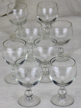 SEVEN early 20th Century crystal wine glasses