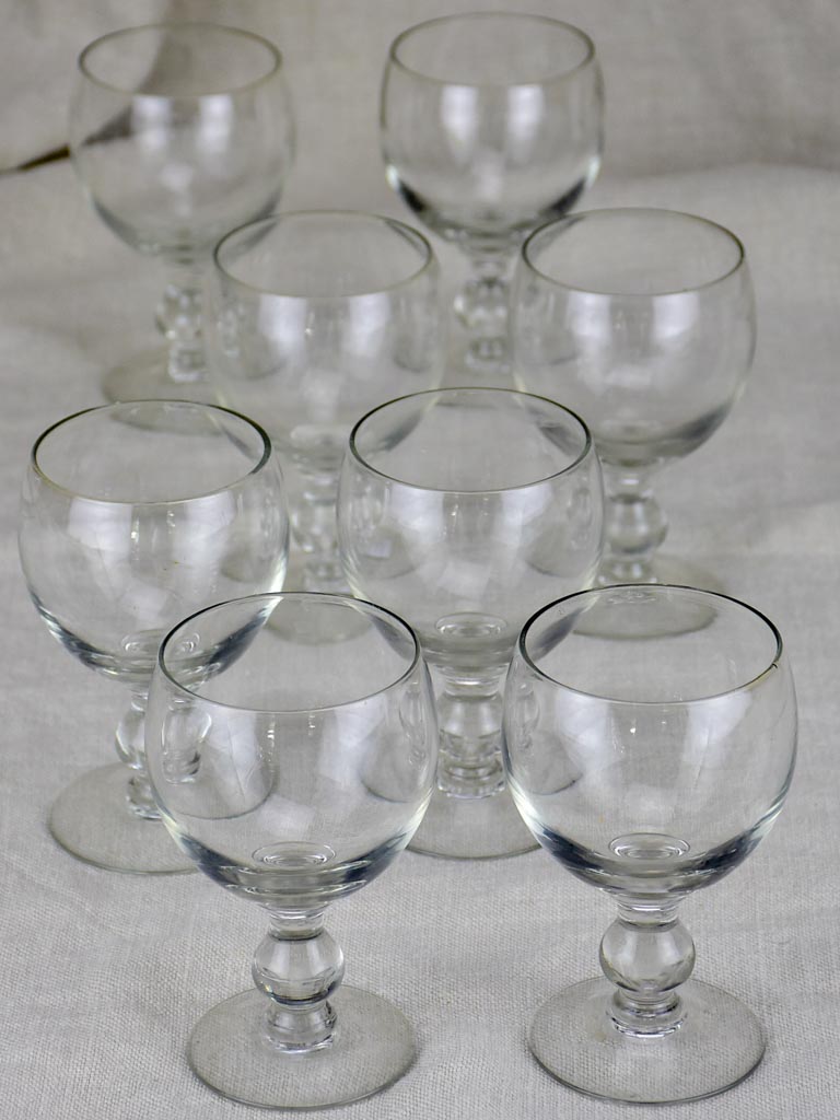 SEVEN early 20th Century crystal wine glasses