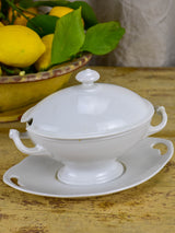 19th Century white French sauce dish with lid