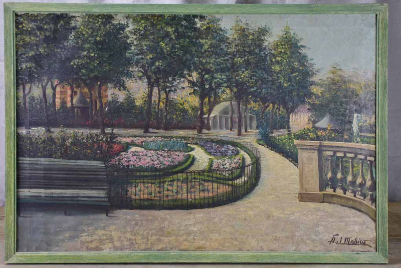 Early 20th Century French painting of a park 30¾" x 21¼"