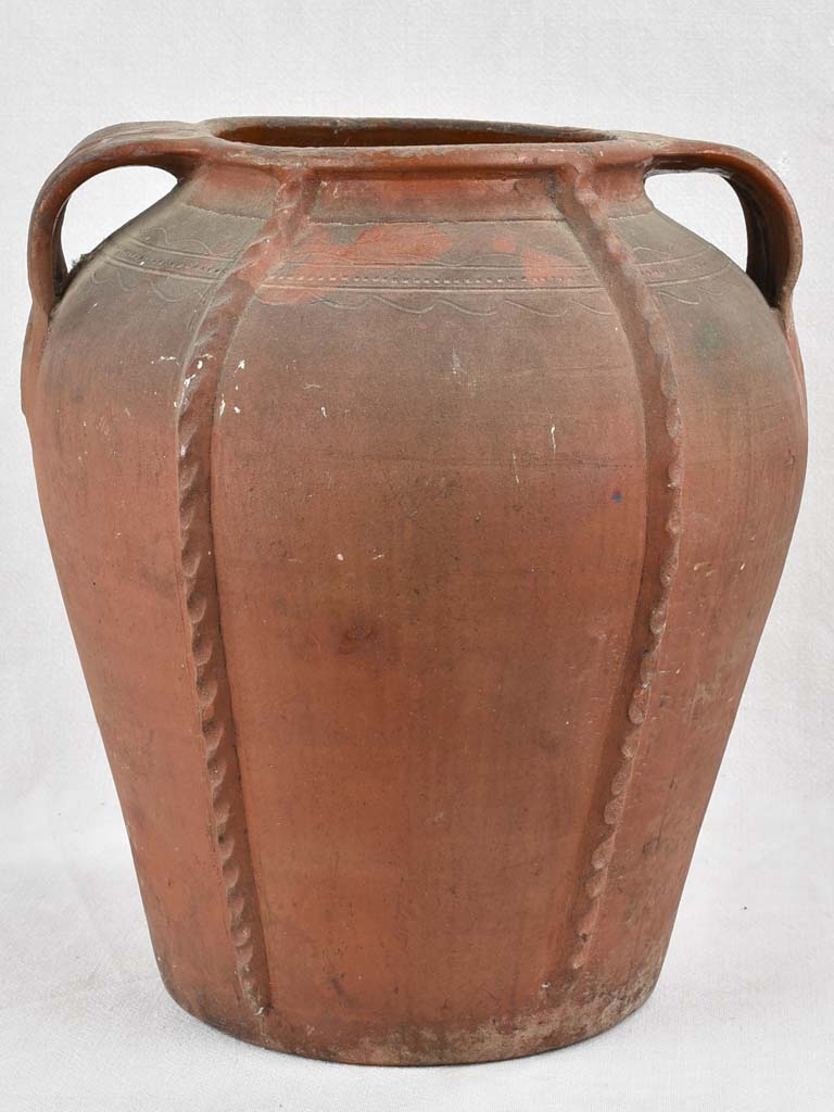 Authentic African terracotta glazed storage pot